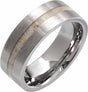 Tungsten Antler Wood Inlay 6 mm Comfort-Fit Flat Band Size 8