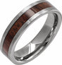 Tungsten Texas Ebony Wood Inlay 8 mm Comfort-Fit Flat Band Size 9
