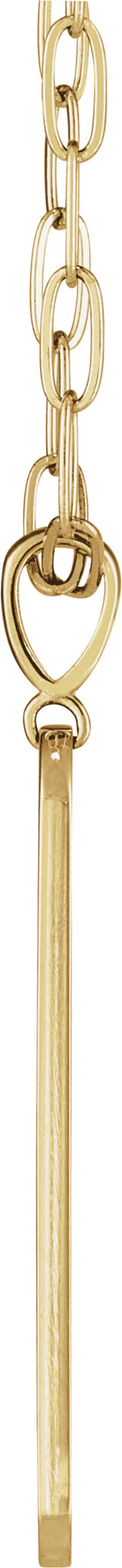 14K Yellow Gold .0075 CTW Natural Diamond Engravable Bar 18" Necklace