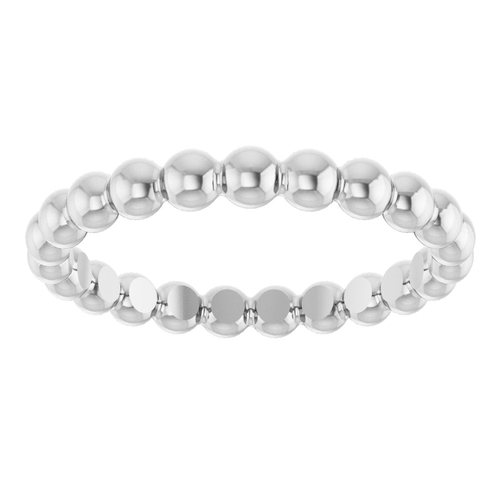 14K White Beaded Stackable Ring