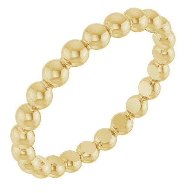 18K Yellow Gold Beaded Stackable Ring