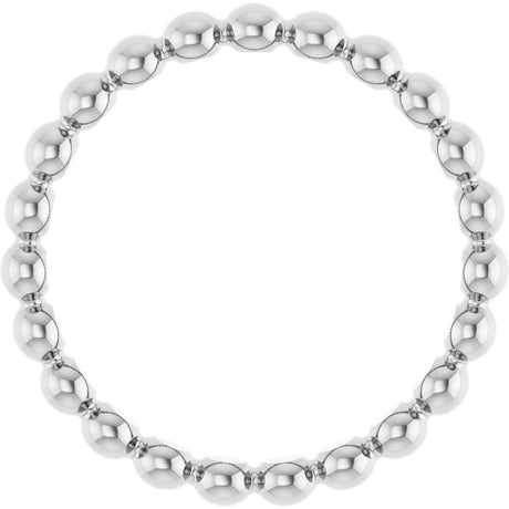 14K White Gold Beaded Stackable Ring