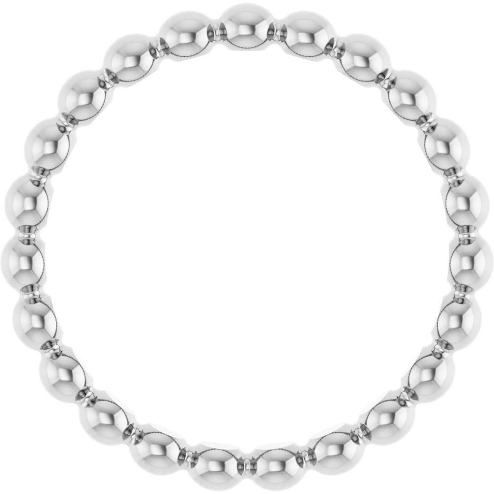 14K White Beaded Stackable Ring