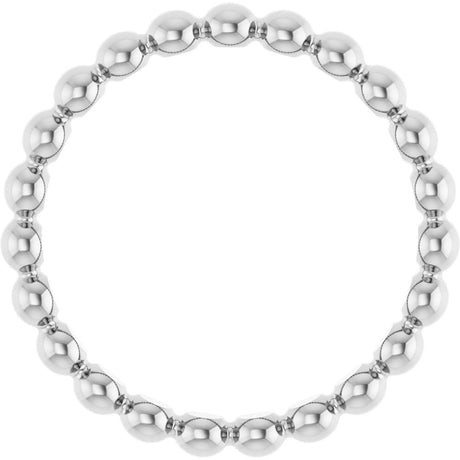 14K White Beaded Stackable Ring