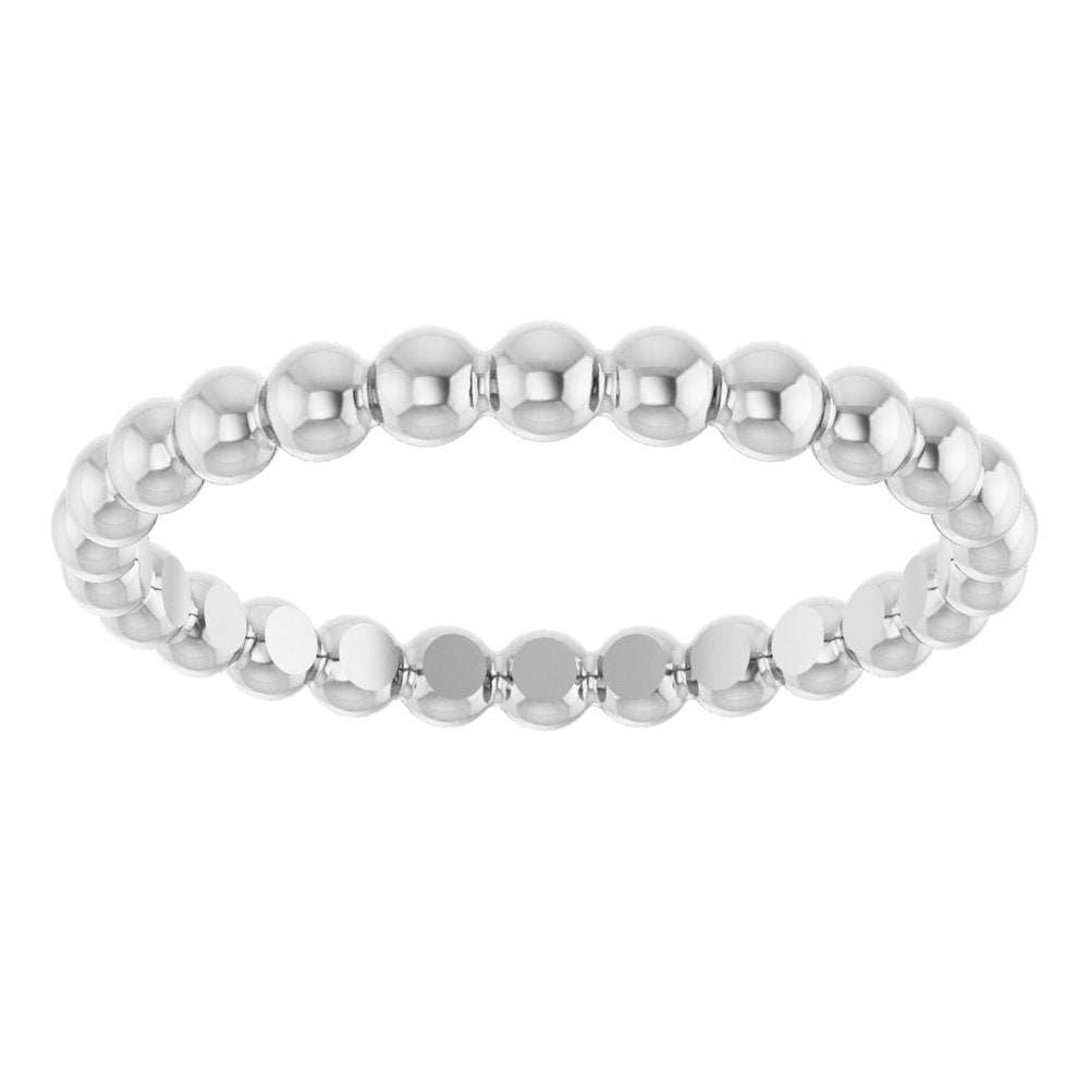 14K White Beaded Stackable Ring