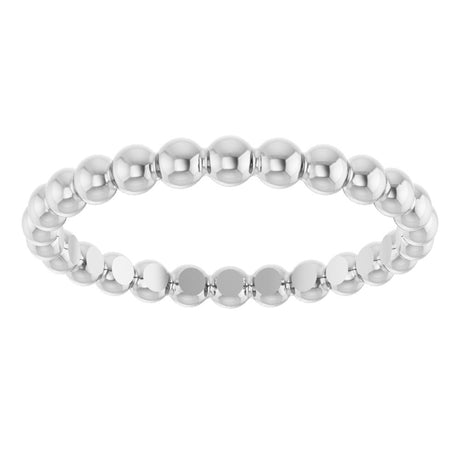 14K White Beaded Stackable Ring