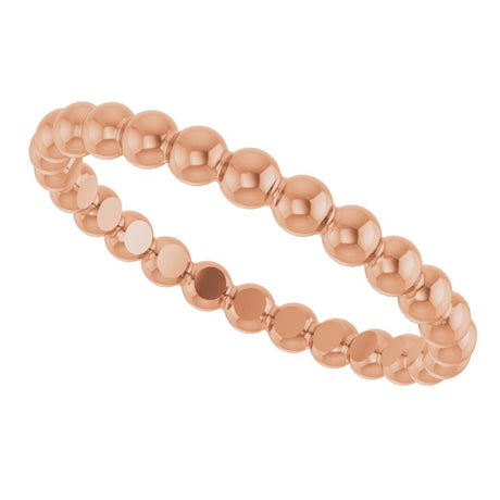 14K Rose Gold Beaded Stackable Ring