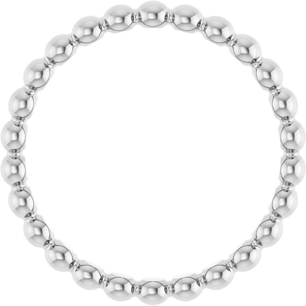 14K White Beaded Stackable Ring