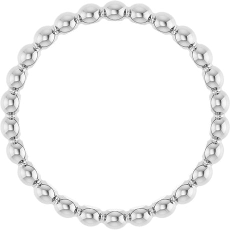 14K White Beaded Stackable Ring