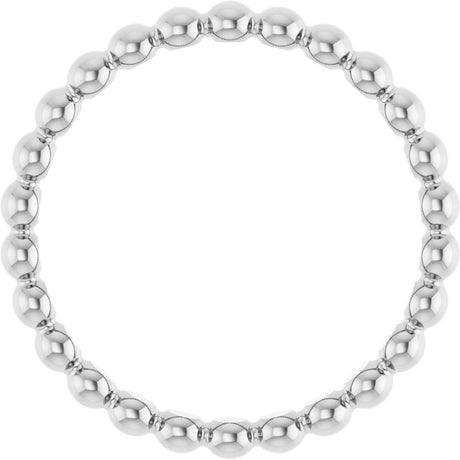 14K White Beaded Stackable Ring
