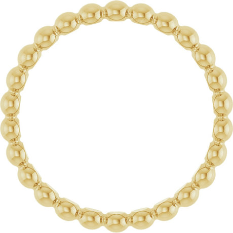 18K Yellow Gold Beaded Stackable Ring