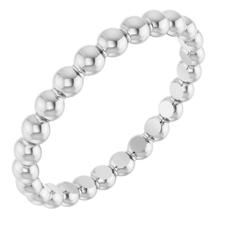 14K White Gold Beaded Stackable Ring
