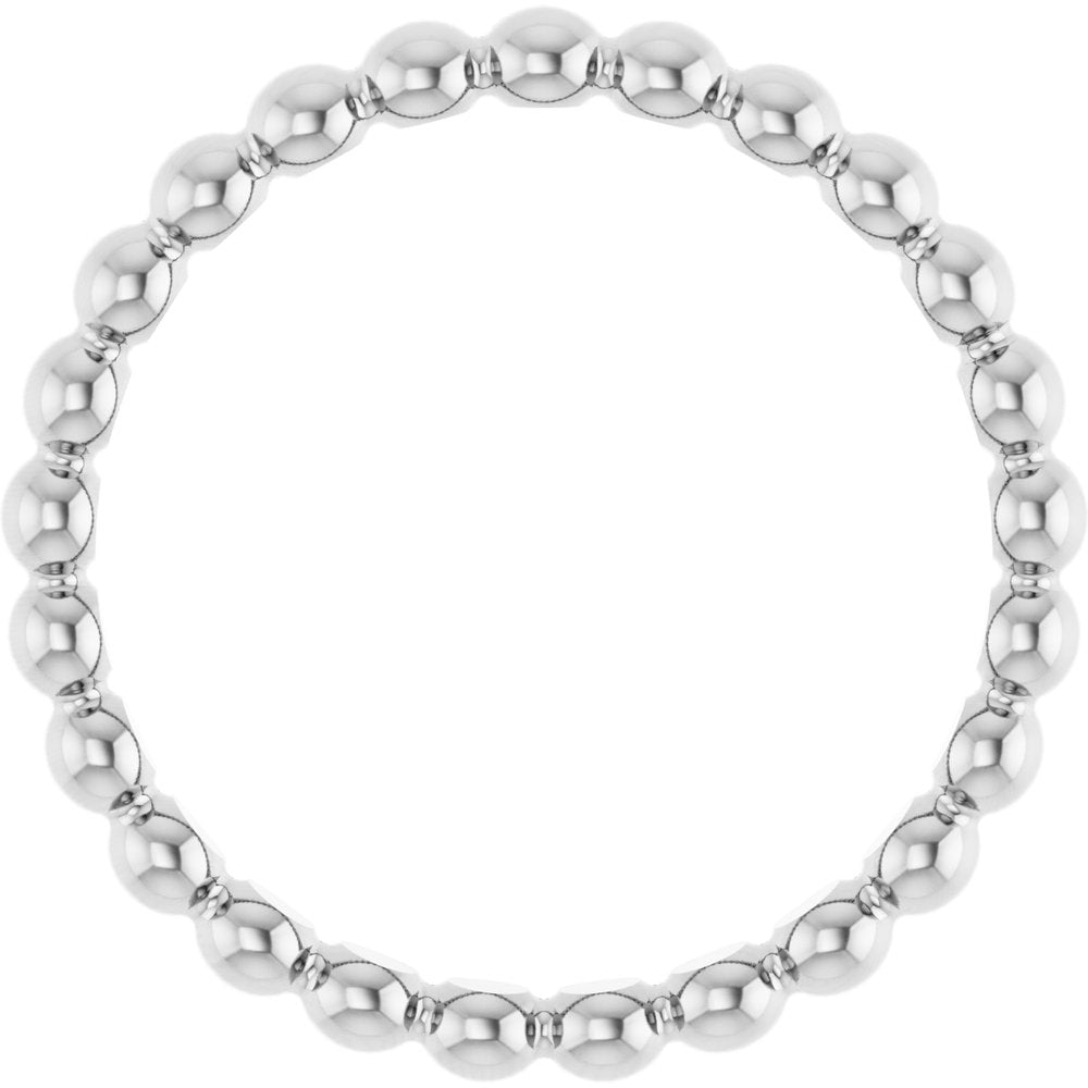 14K White Beaded Stackable Ring