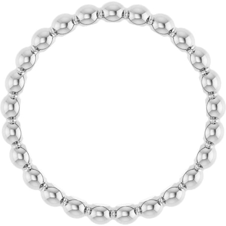 14K White Beaded Stackable Ring