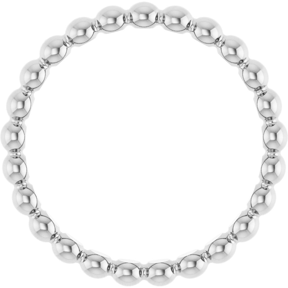 14K White Gold Beaded Stackable Ring
