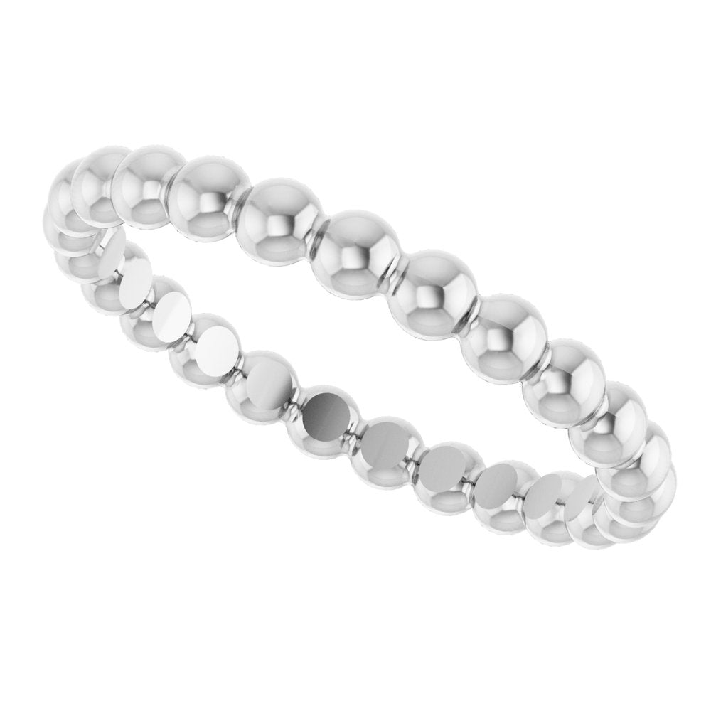 14K White Beaded Stackable Ring