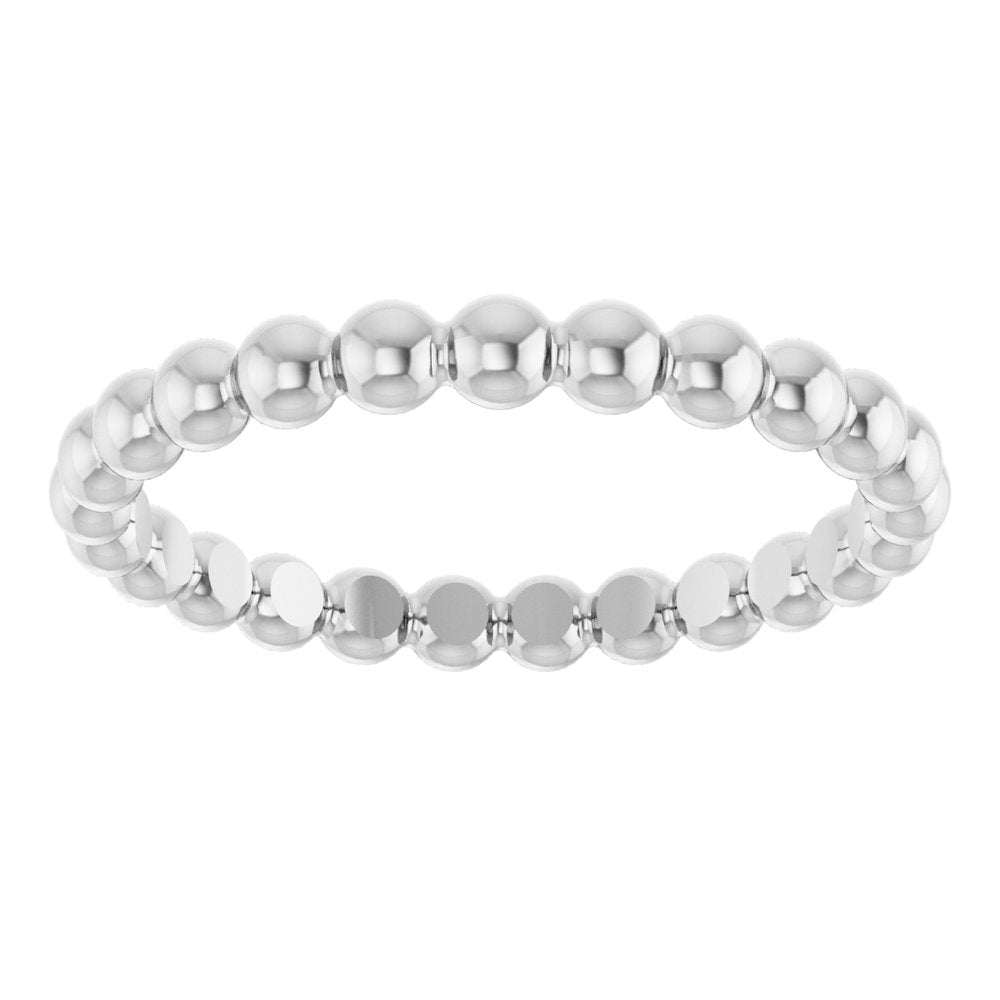 14K White Beaded Stackable Ring