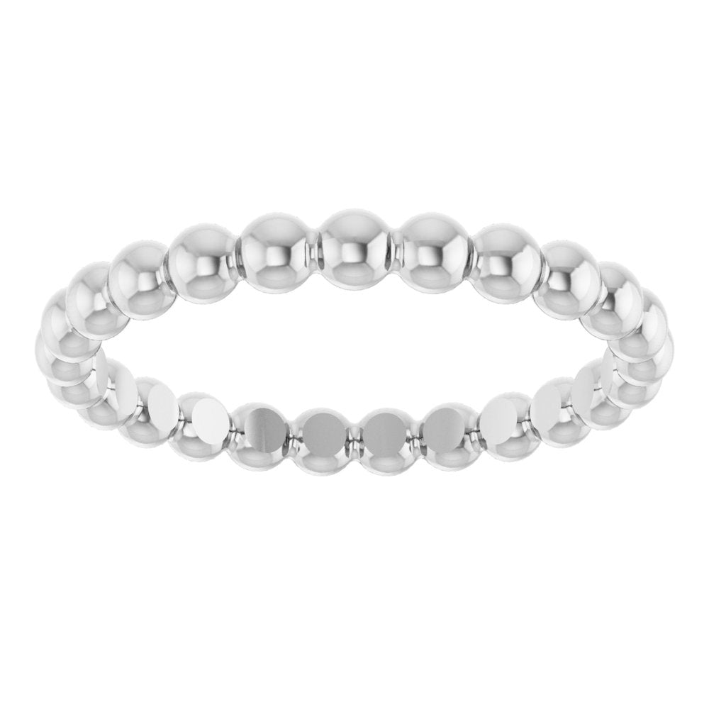 14K White Gold Beaded Stackable Ring