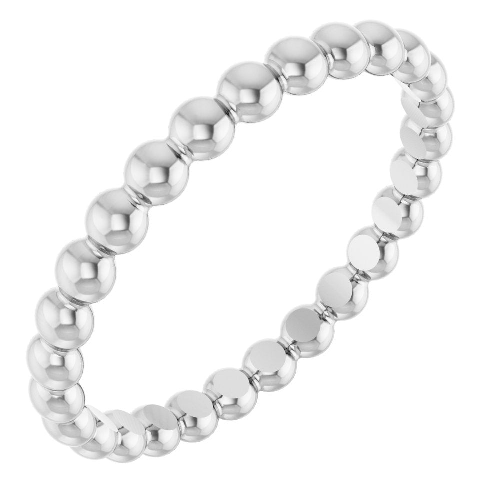 14K White Beaded Stackable Ring