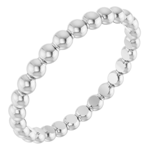 14K White Beaded Stackable Ring