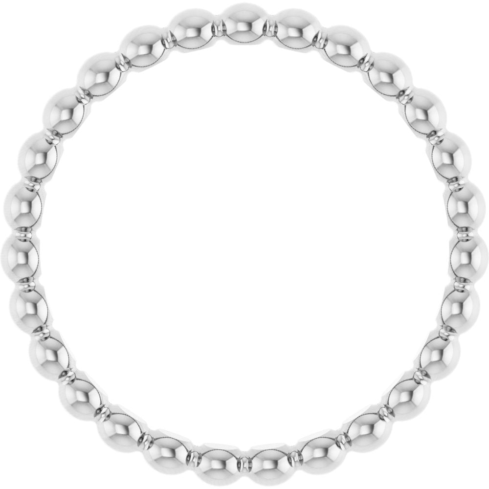 14K White Gold Beaded Stackable Ring