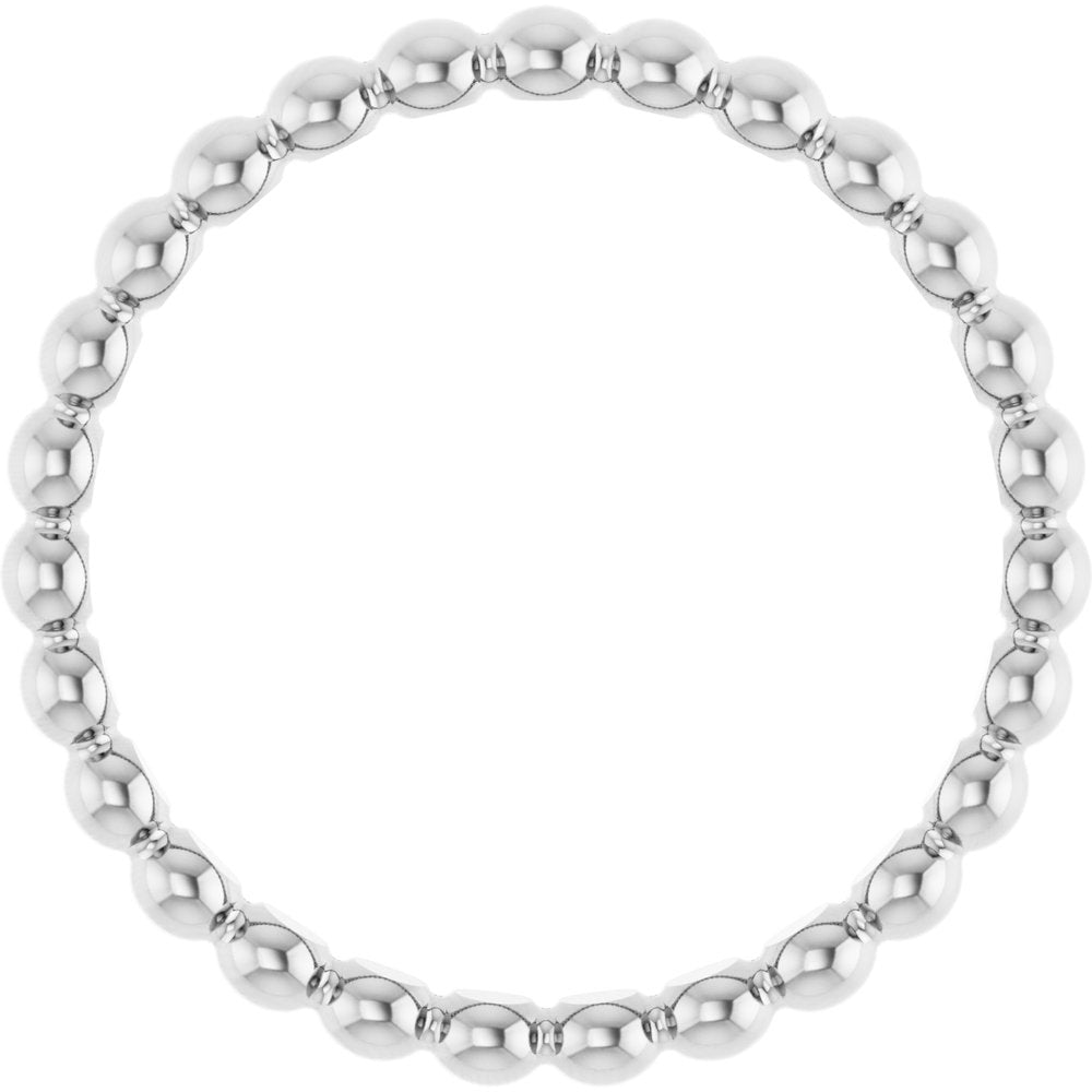 14K White Beaded Stackable Ring