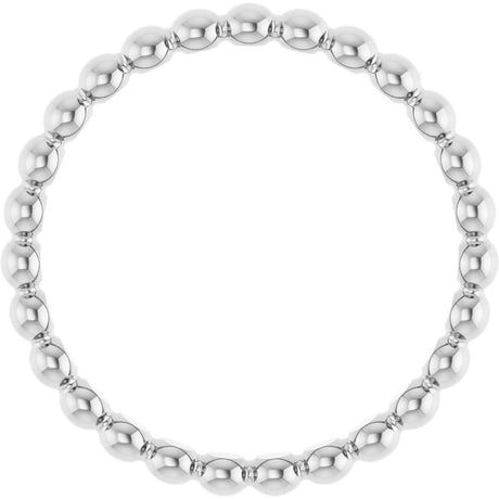 14K White Beaded Stackable Ring