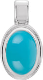 14K White Natural Turquoise Pendant