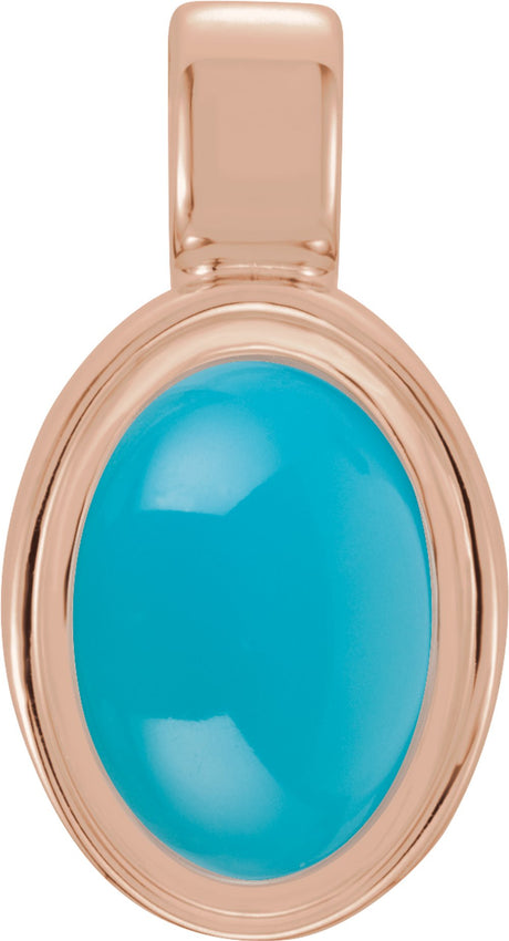 14K Rose Natural Turquoise Pendant