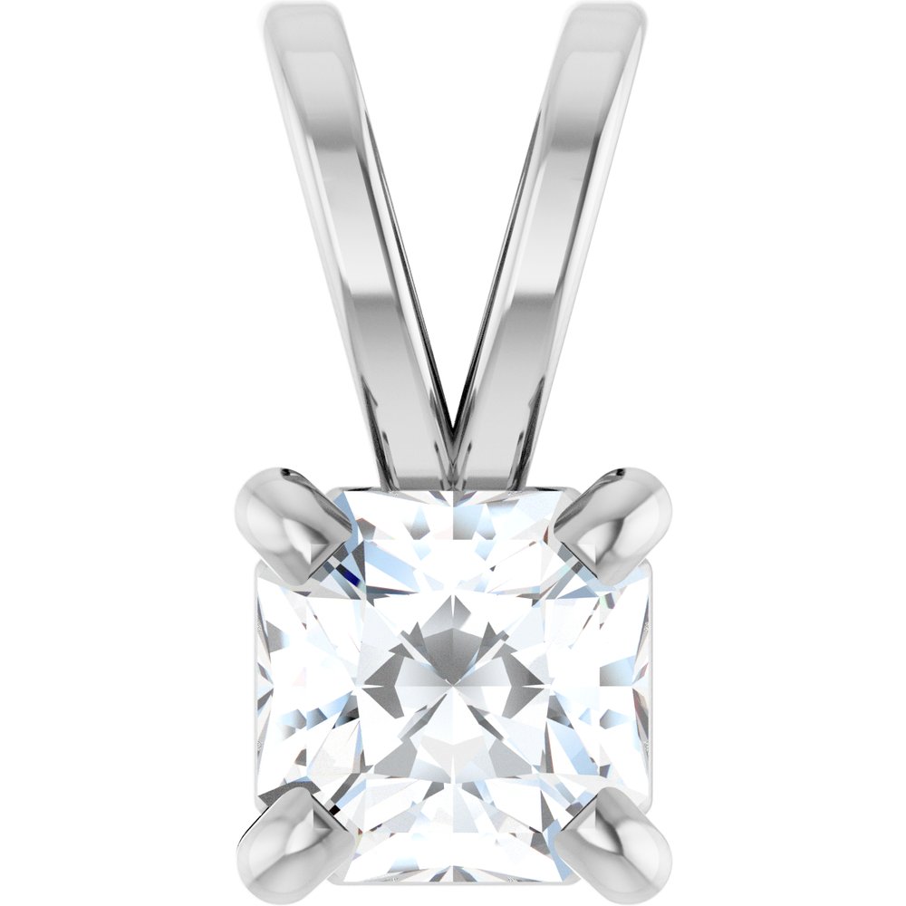 14K White 1/4 CT Natural Diamond Pendant