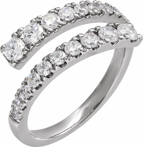 14K White Gold 9/10 CTW Lab-Grown Diamond Bypass Ring