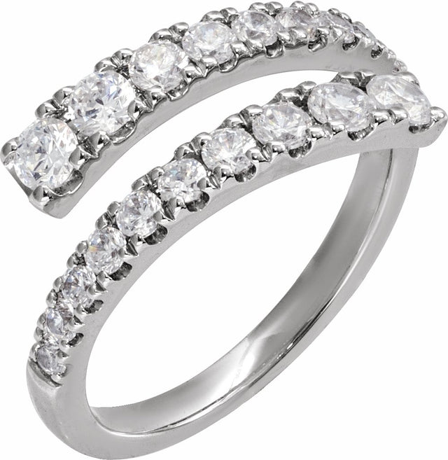 14K White Gold 9/10 CTW Lab-Grown Diamond Bypass Ring