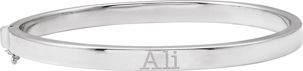 Sterling Silver Engravable 5 mm Tube Hinged Bangle 7" Bracelet