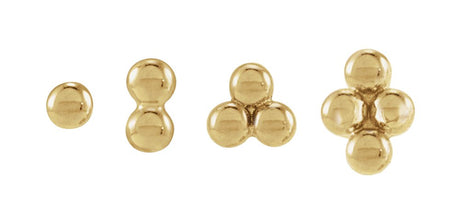 14K White 2 Beads Stud Earrings