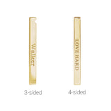 10K White Gold Engravable Four-Sided Bar Pendant