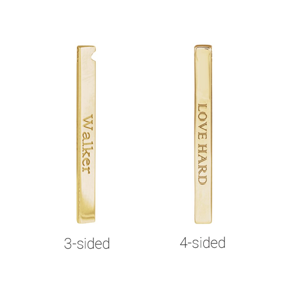 14K Yellow Gold Engravable Four-Sided Bar Pendant