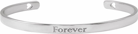 Sterling Silver Engravable Pierced Heart Cuff 7" Bracelet
