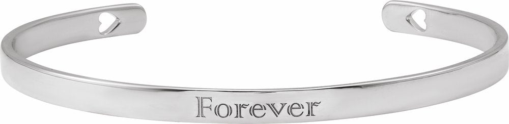 Sterling Silver Engravable Pierced Heart Cuff 7" Bracelet