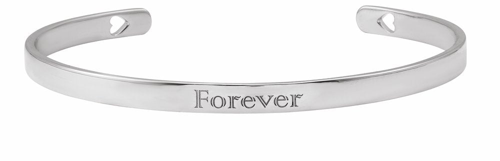 Sterling Silver Engravable Pierced Heart Cuff 7" Bracelet