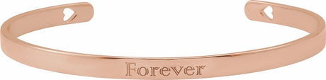 14K Rose Gold Engravable Pierced Heart Cuff 7" Bracelet