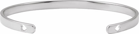 14K White Engravable Heart Pierced Cuff 7" Bracelet