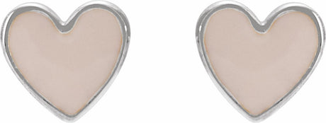 Sterling Silver Pink Enamel Heart Earrings