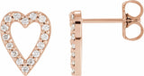 14K Rose 1/4 CTW Natural Diamond Heart Earrings