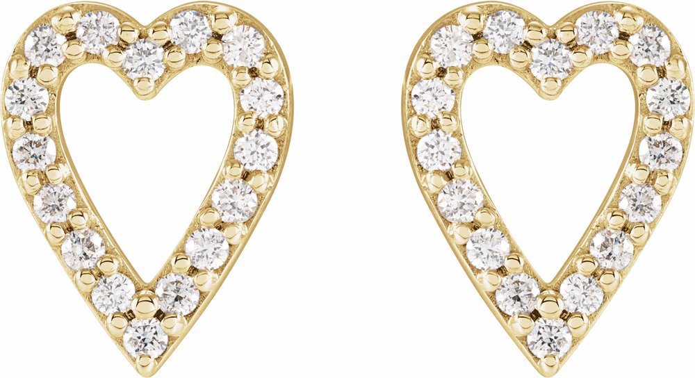 14K Yellow 1/5 CTW Natural Diamond Heart Earrings