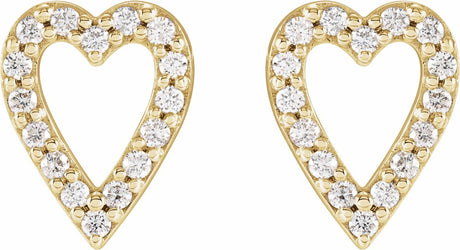 14K Yellow 1/5 CTW Natural Diamond Heart Earrings