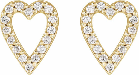 14K Yellow 1/5 CTW Natural Diamond Heart Earrings