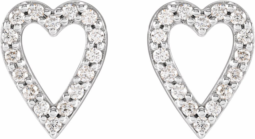 14K White 1/4 CTW Natural Diamond Heart Earrings