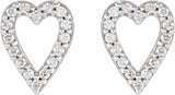 14K White Gold 1/4 CTW Natural Diamond Heart Earrings