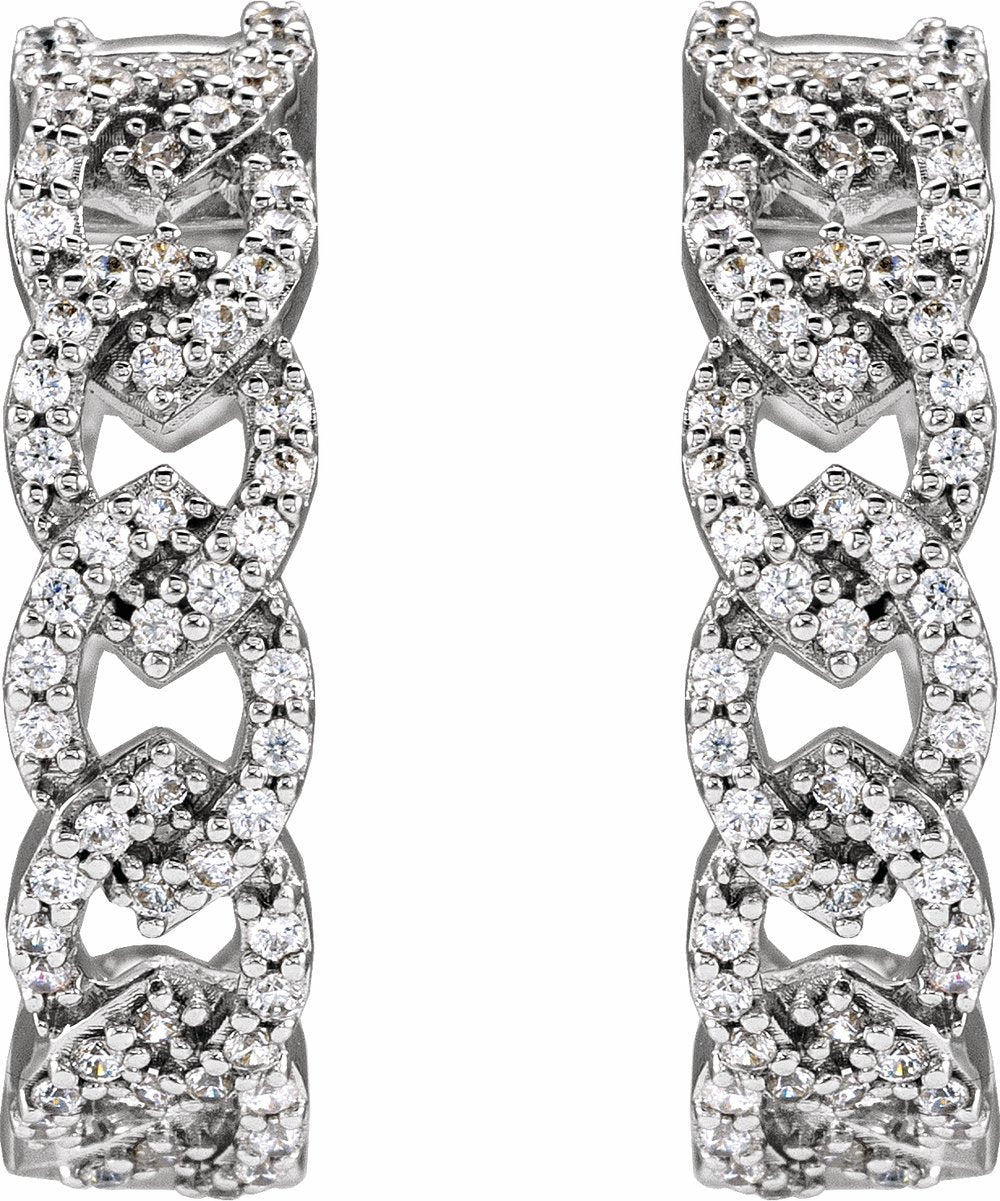 14K White 1/2 CTW Lab-Grown Diamond Hoop Earrings