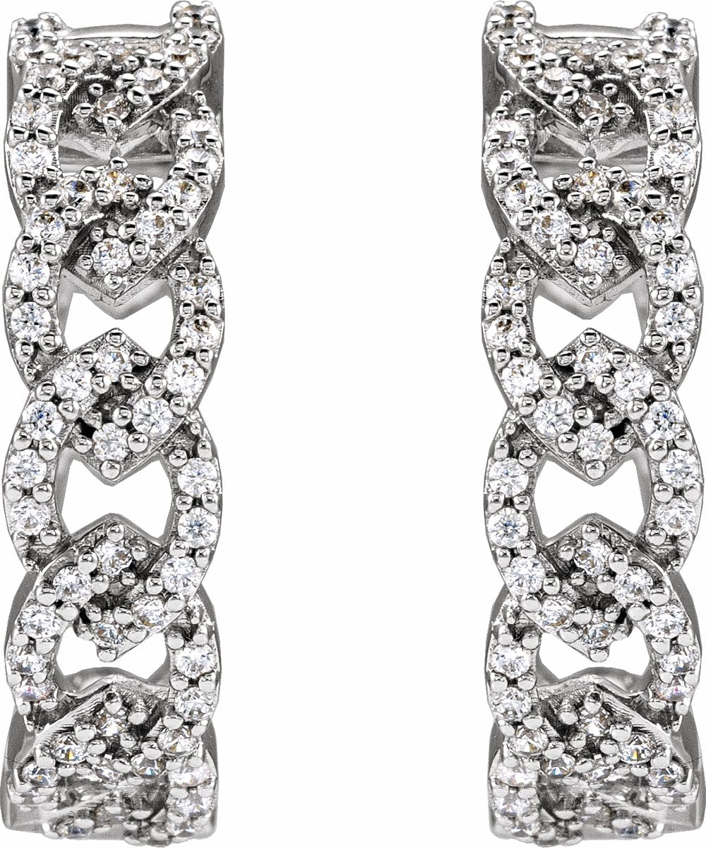 14K White 1/2 CTW Lab-Grown Diamond Hoop Earrings